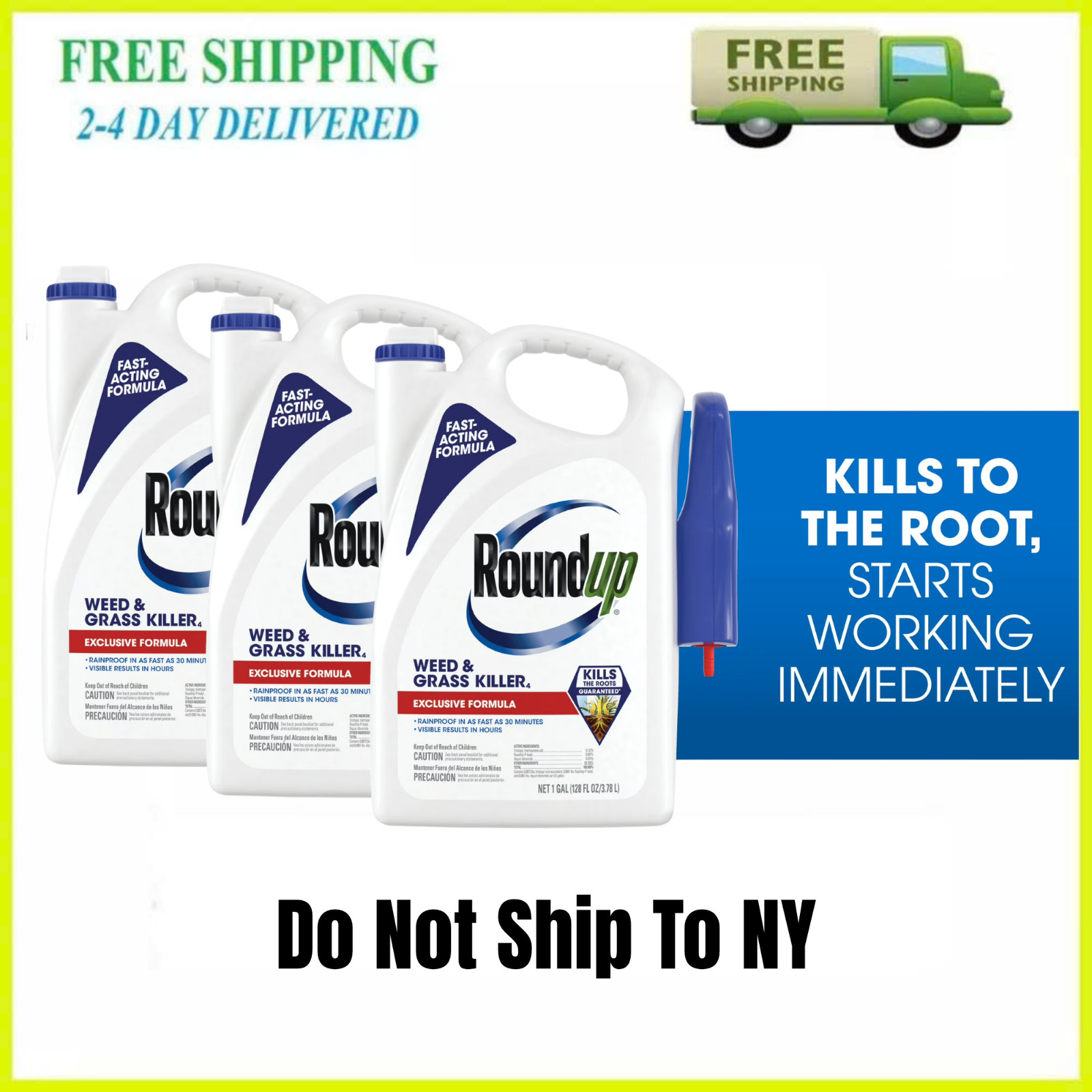 Roundup Weed and Grass Killer with Trigger Sprayer, Exclusive Formula - 3 Gal.