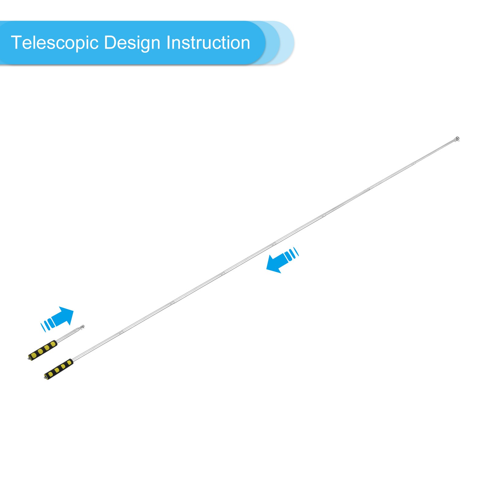 1.6M/5.2ft Telescopic Handheld Flagpole 1Set Pointer Stick Sponge Handle Yellow