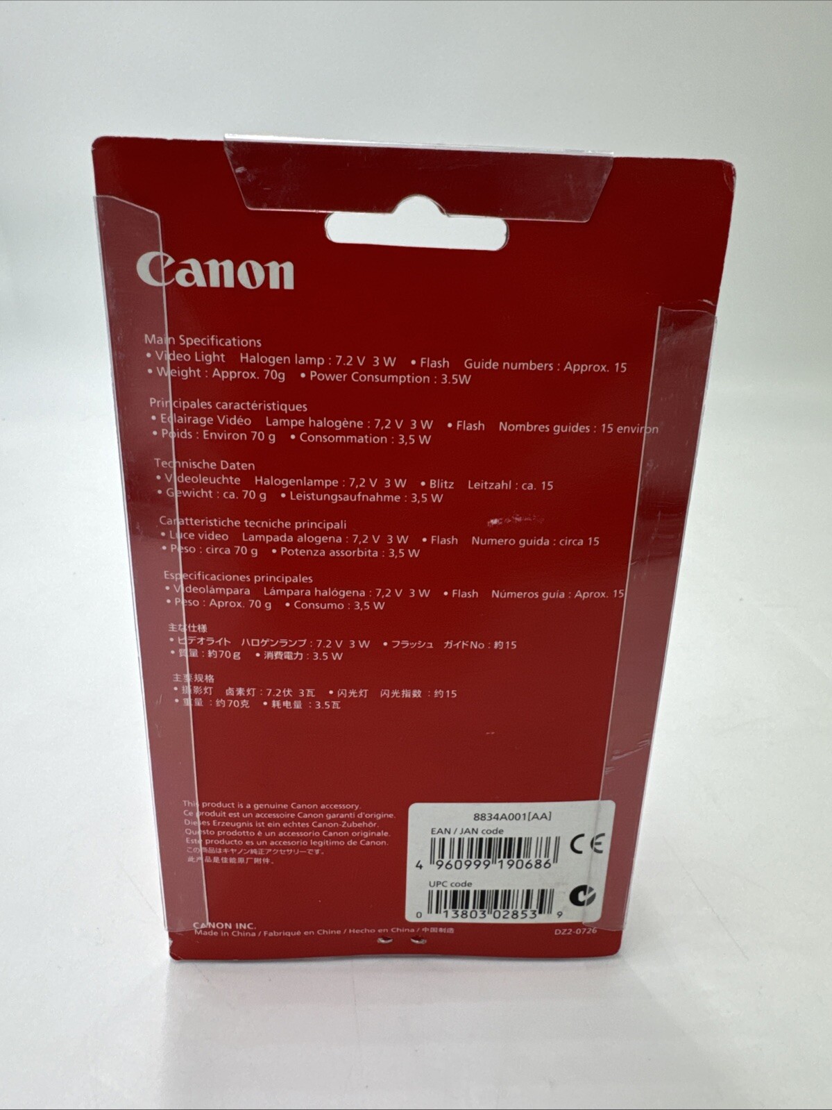 Genuine Canon VFL-1 Video Light & Flash ONLY for Specific Canon Camcord