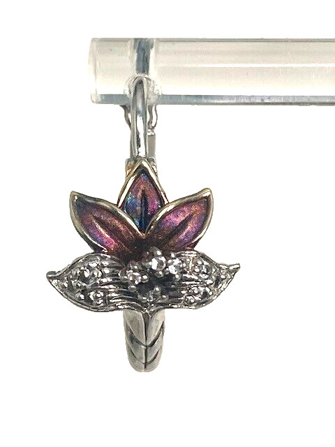 MULTITONE 925 STERLING SILVER AND COLORLESS TOPAZ ORCHID EARRINGS
