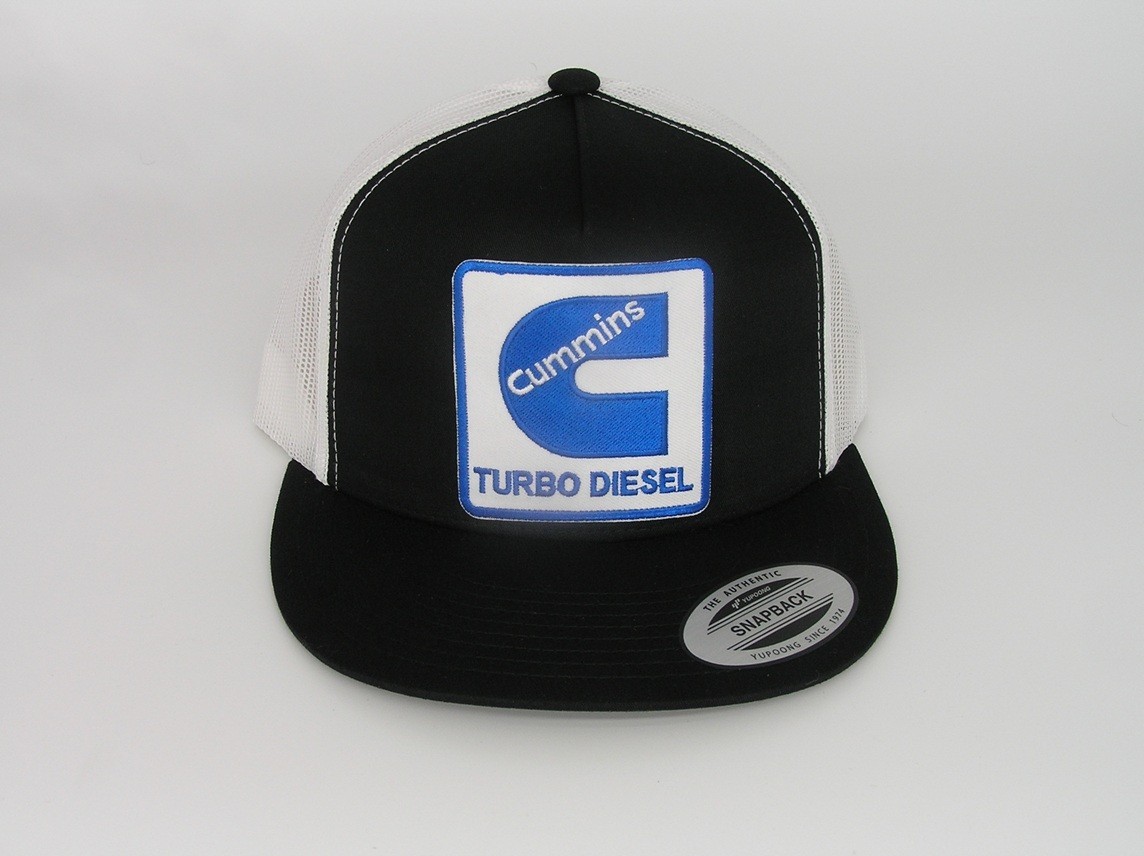 CUMMINS TURBO DIESEL Patch on Yupoong Classic 6006 Snapback Black/White Hat