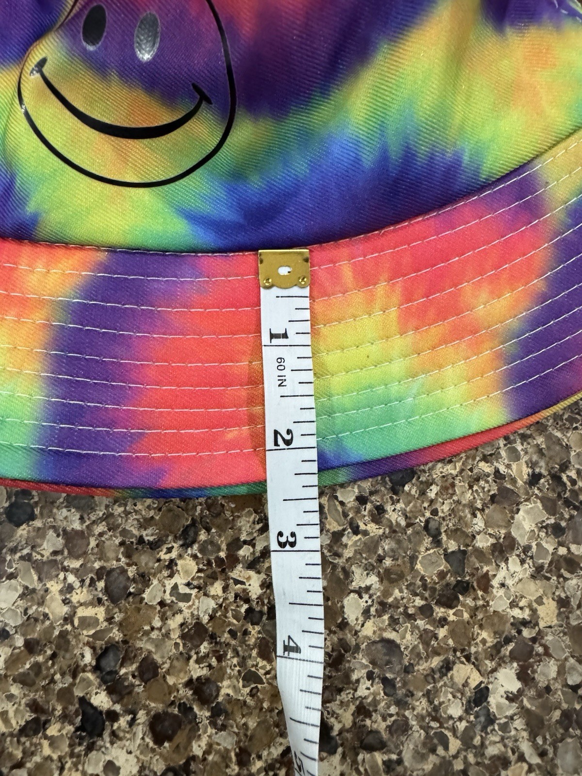 Tie Dye Hat Bucket Style Happy With Smiley Face Hippy Boho Festival Free Spirit