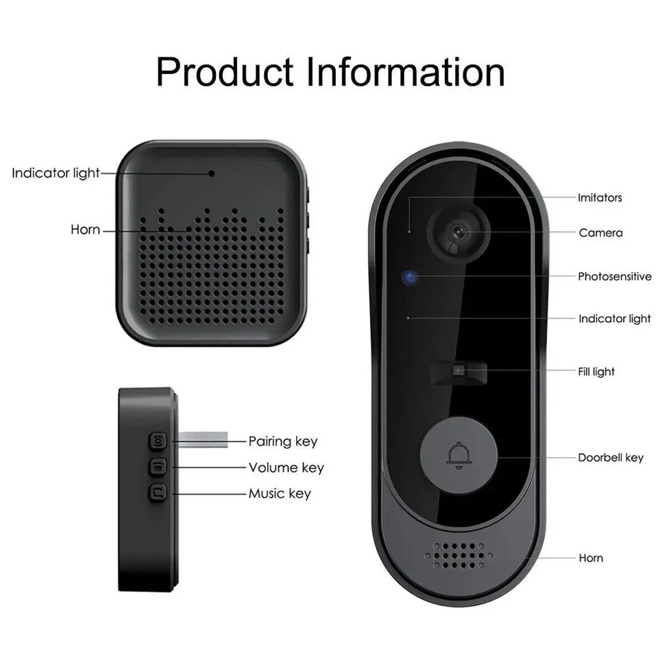 Smart Wireless WiFi Doorbell Camera Phone Door Ring Video Intercom Security Bell