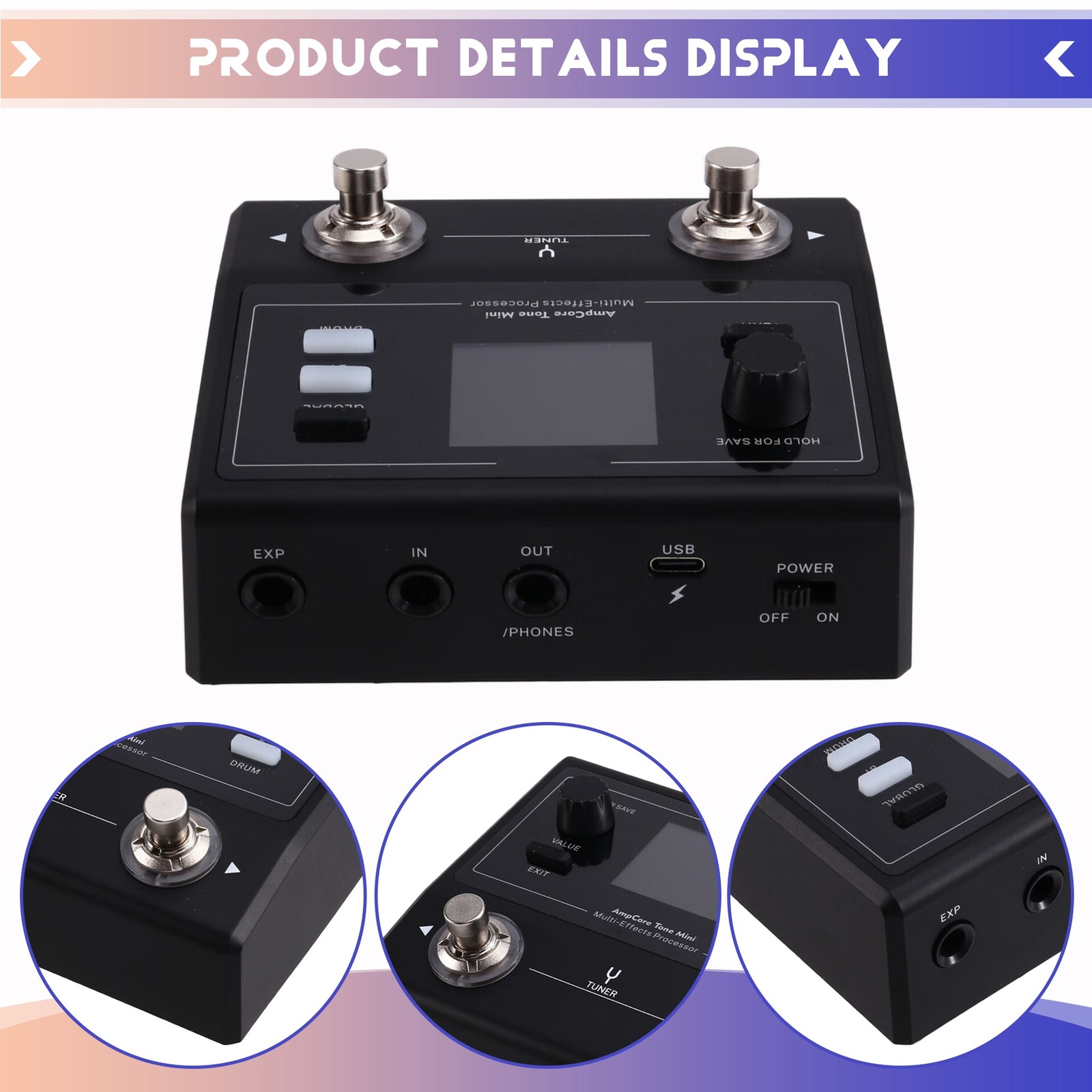 Electric Guitar Comprehensive Effector AmpCore Tone Multi-Effects Pedal7563