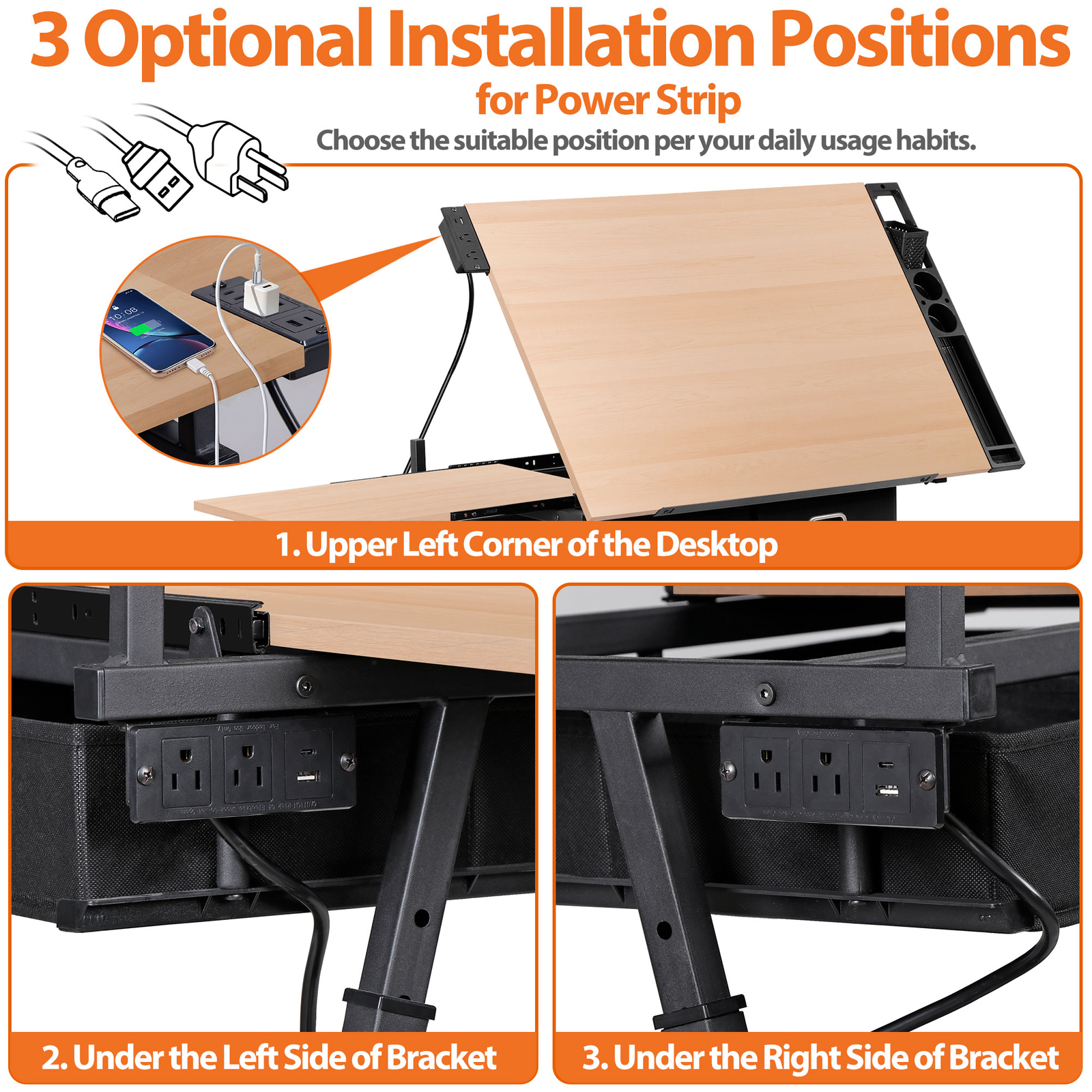 Drafting Table with Stool Set Artist Workstation Natural Writing Desk Home