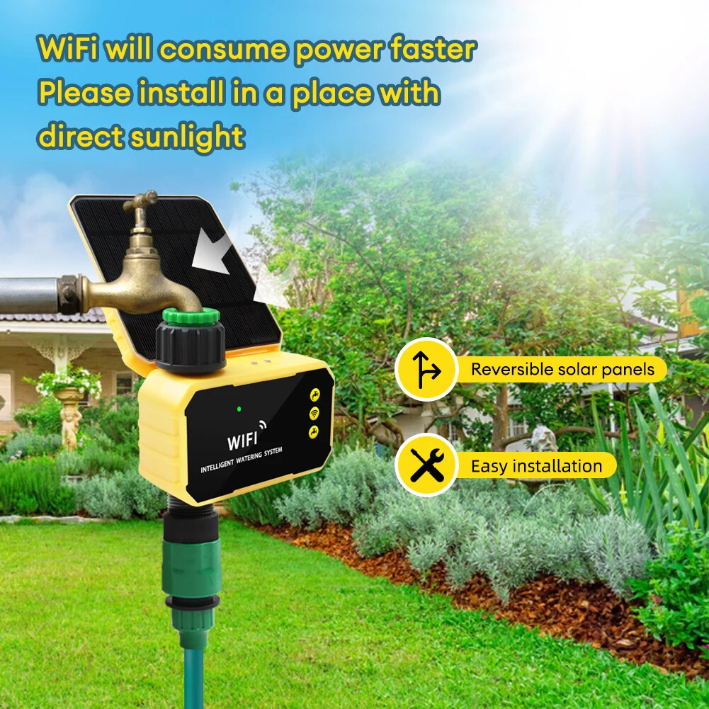 WIFI Smart Valve Controller Solar Automatic Water Irrigation Sprinkler Timer New