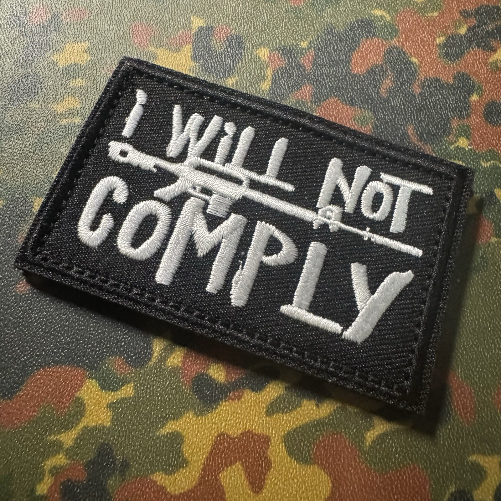 I WILL NOT COMPLY Embroidered Morale Patch Hook/Loop Back 2A RKBA GUN RIGHTS VA