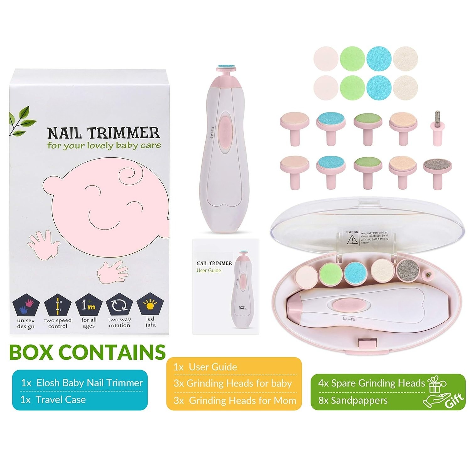 Electric Baby Nail File Trimmer/Manicure Toddler Toes Trim Nails Polish Care Set