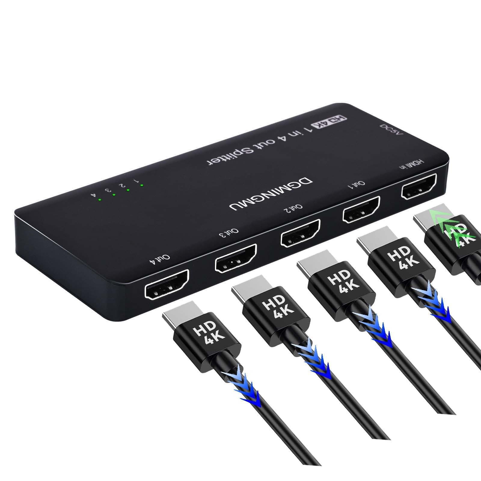 4K HDMI Splitter 1x4 - Ultra HD 1 Input 4 Output Powered HDMI Duplicator/Spli...