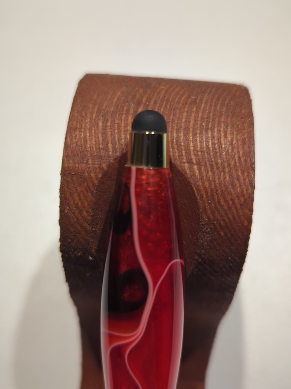 Handmade Acrylic Stylus Red With Gold Trim
