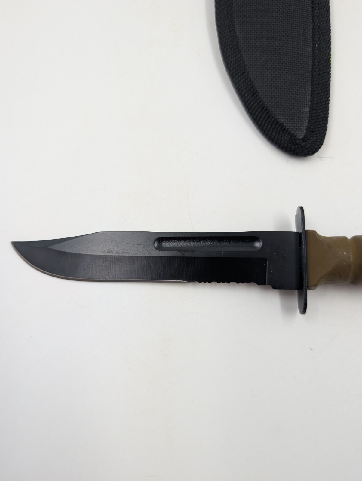 FIXED-BLADE SURVIVAL KNIFE | 7.5" Small Desert Tan Rubber Handle Tactical Combat