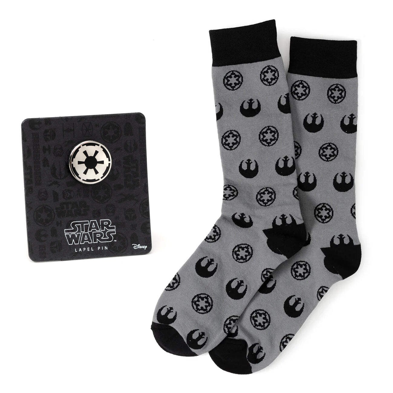 Star Wars Rebel Alliance Starbird Crest and Imperial Crest Gray Dress Socks and