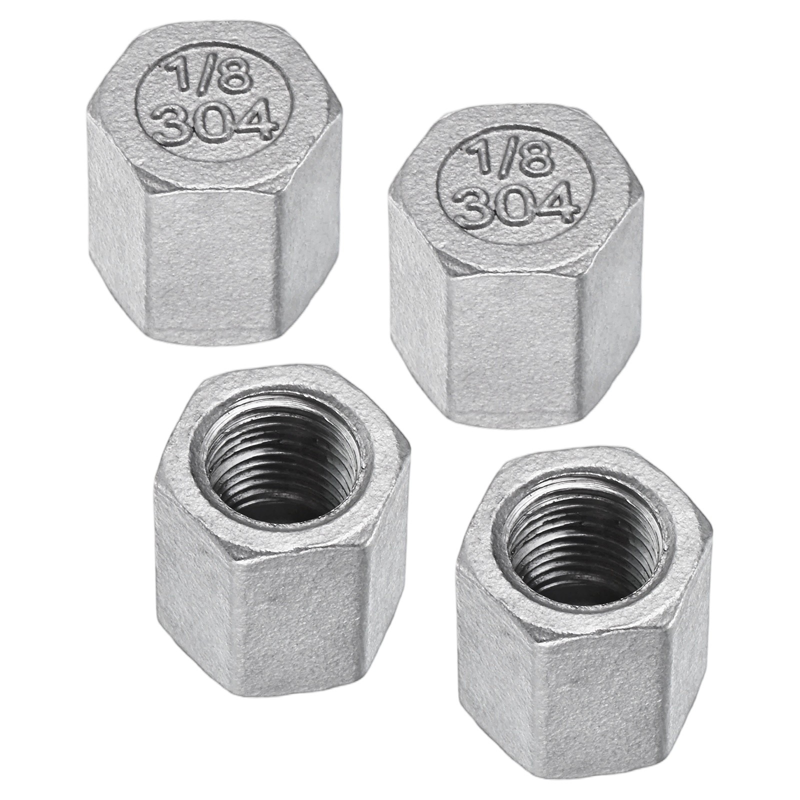 4-Pack 304 Stainless Steel Square Head Plug, 1/8 Inch NPT Male Pipe Fittings