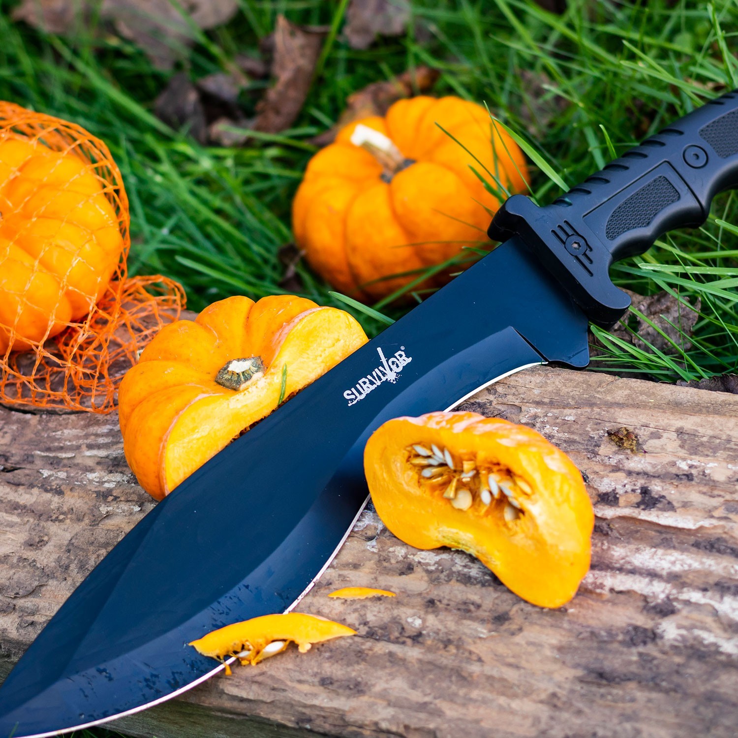 15" Survivor Fixed Blade Knife w/Molded Nylon Fiber Handle & Sheath