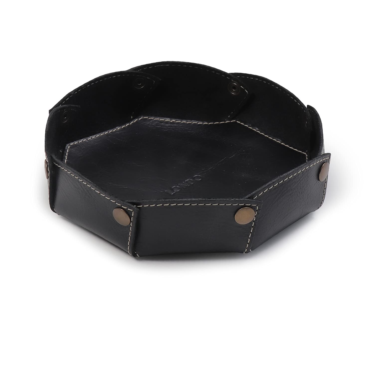 Genuine Leather Round Tray Organizer - Practical Storage Box for Wallets, Wat...