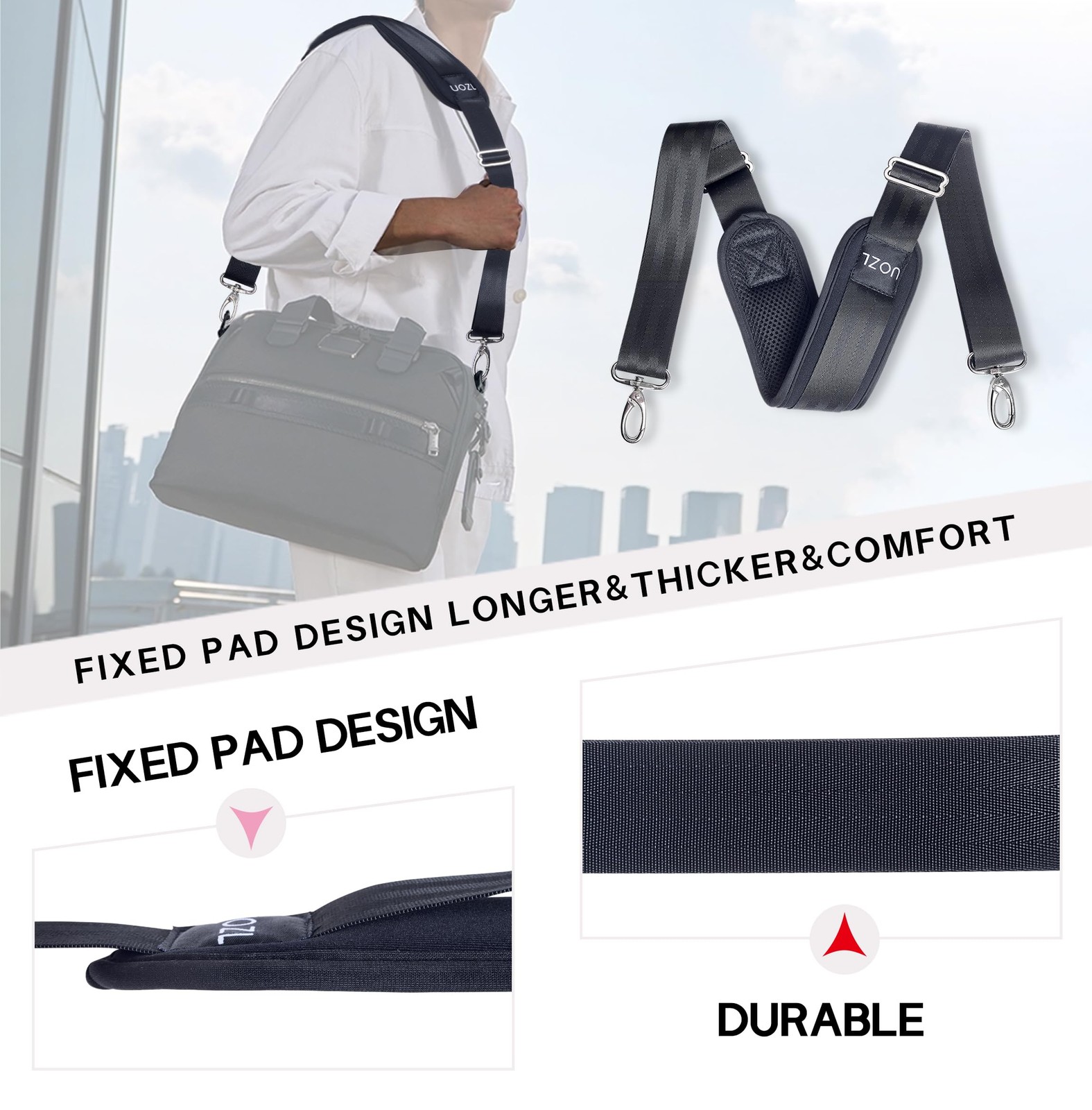 59 Inch Shoulder Straps, Soft with Ultra-Thick Fixed Shoulder Pad, Two Way In...