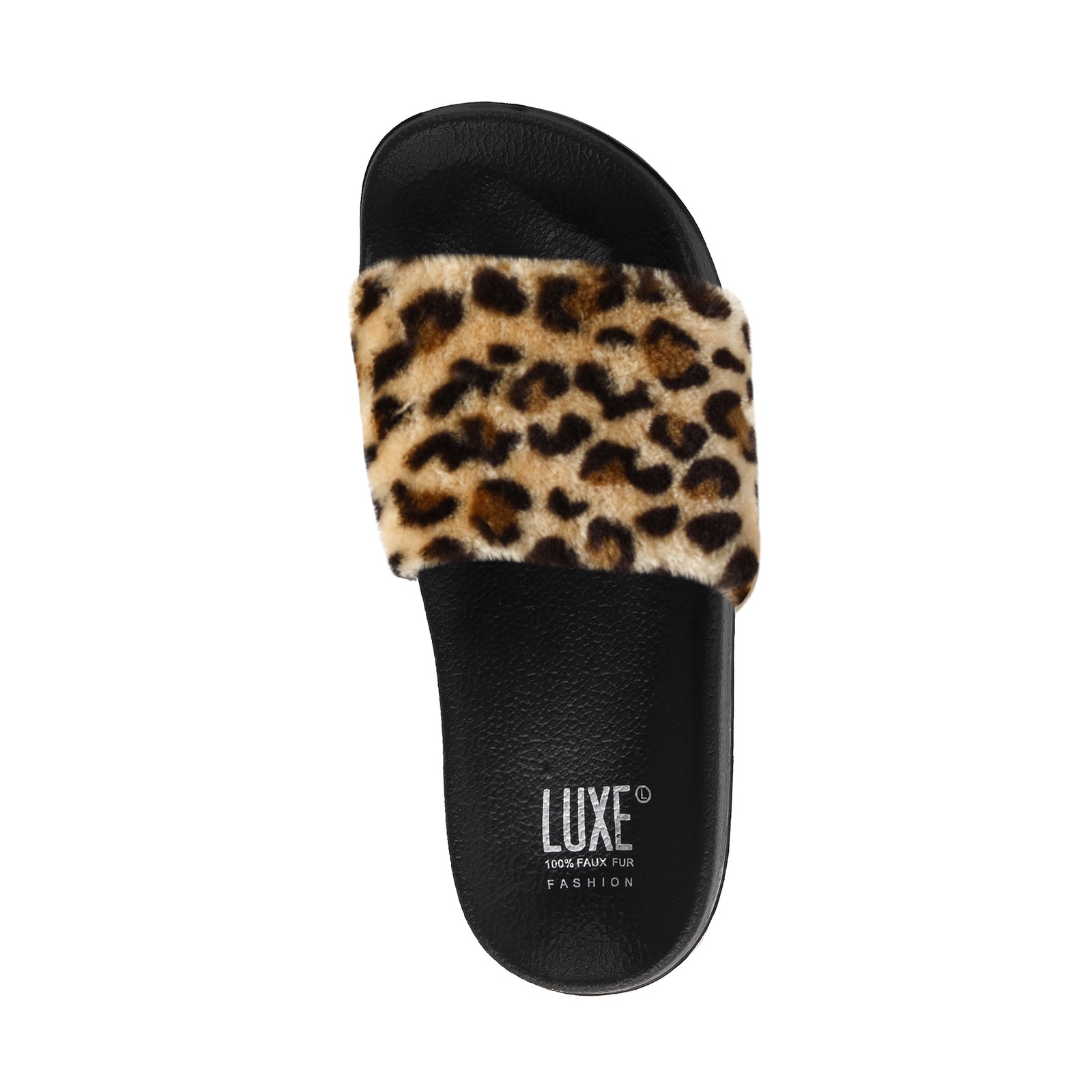 Luxe Faux Sheepskin Women Slides | Leopard |5/6