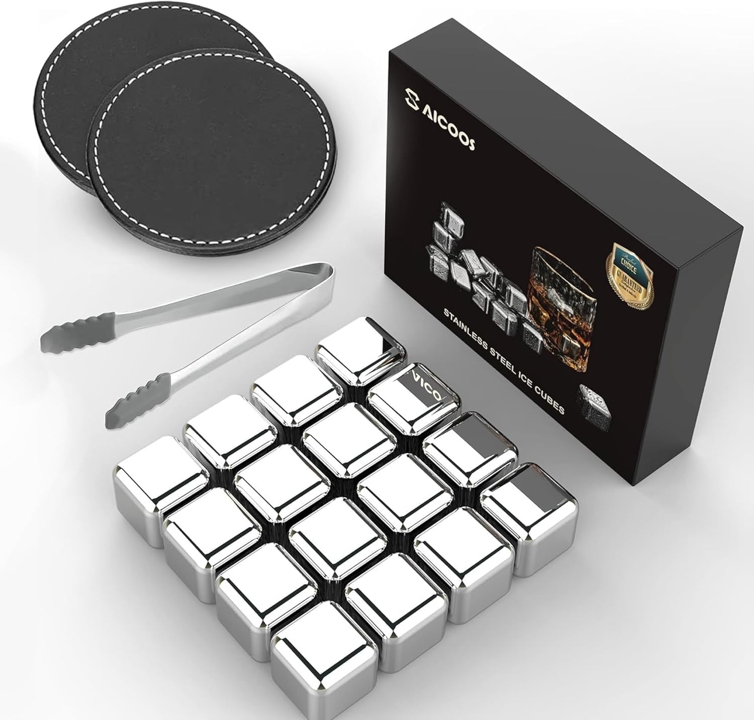 High Cooling Stainless Steel Ice Cubes - 16 Pack For Perfect Drinks Every Time