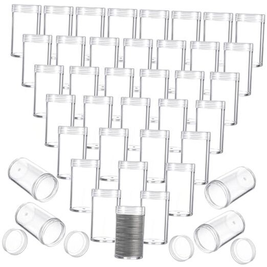 40 Pcs Half Dollar Coin Tube Coin Storage Tube Quarter Holder Clear Coin Penny