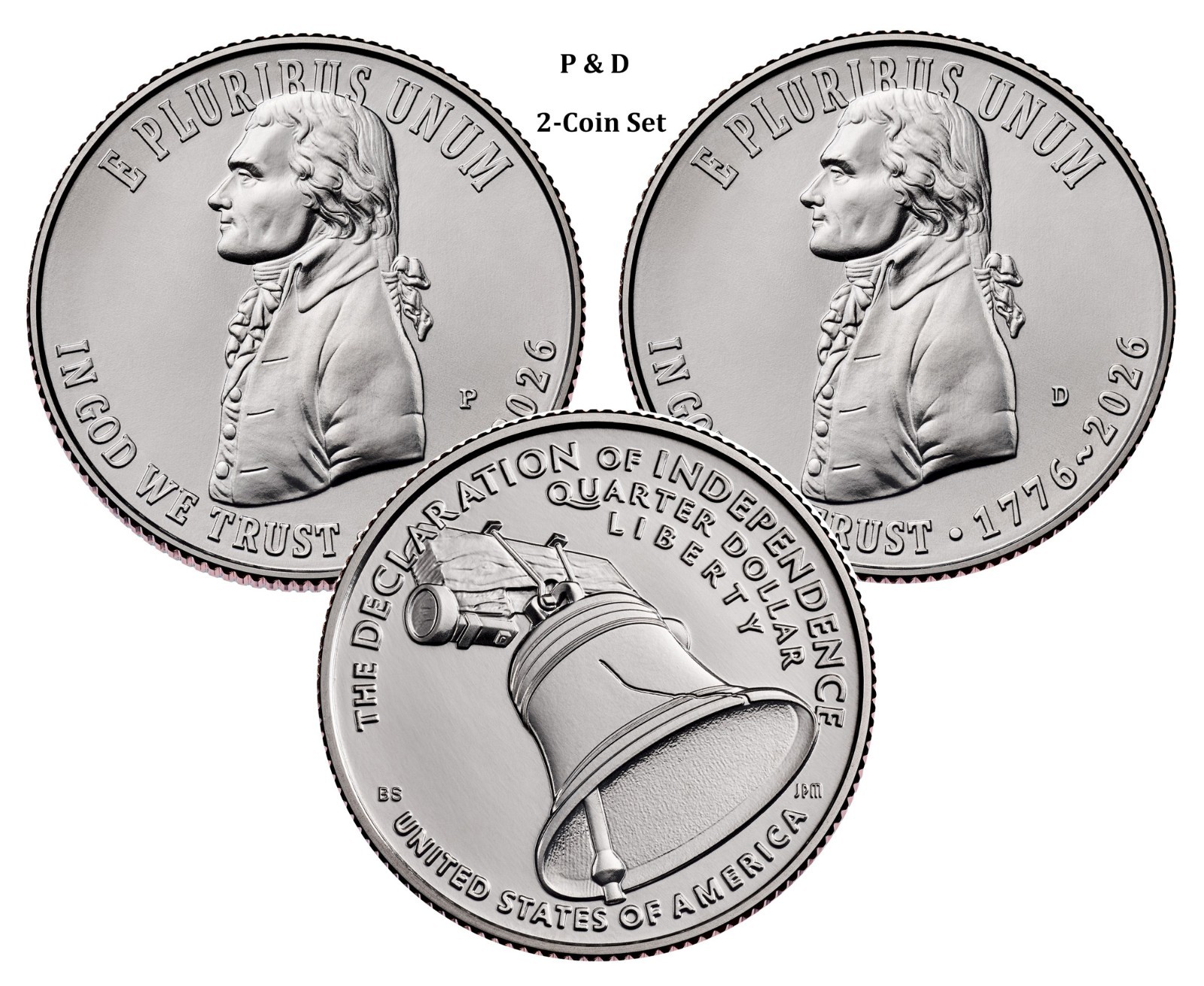 2026-P+D  DECLARATION of INDEPENDENCE Quarter 25¢   2-Coin Set ~ SemiQ