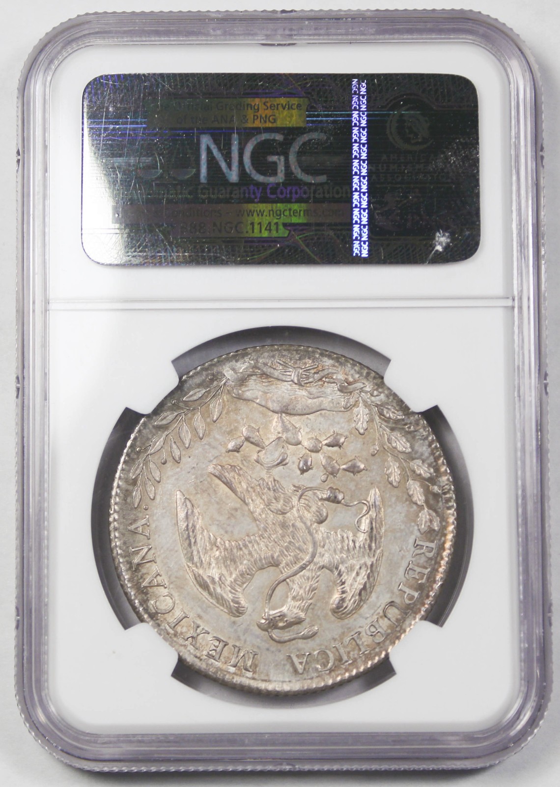 MEXICO Republic 1894 CN AM Cap & Rays 8 Reales Silver Coin NGC MS64 Nice Toning