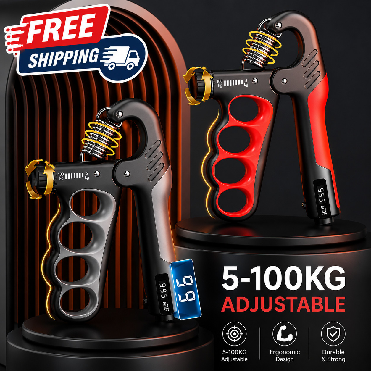 Adjustable Hand Grip Strengthener 5-100KG Wrist Forearm Trainer Gym Exercise Too