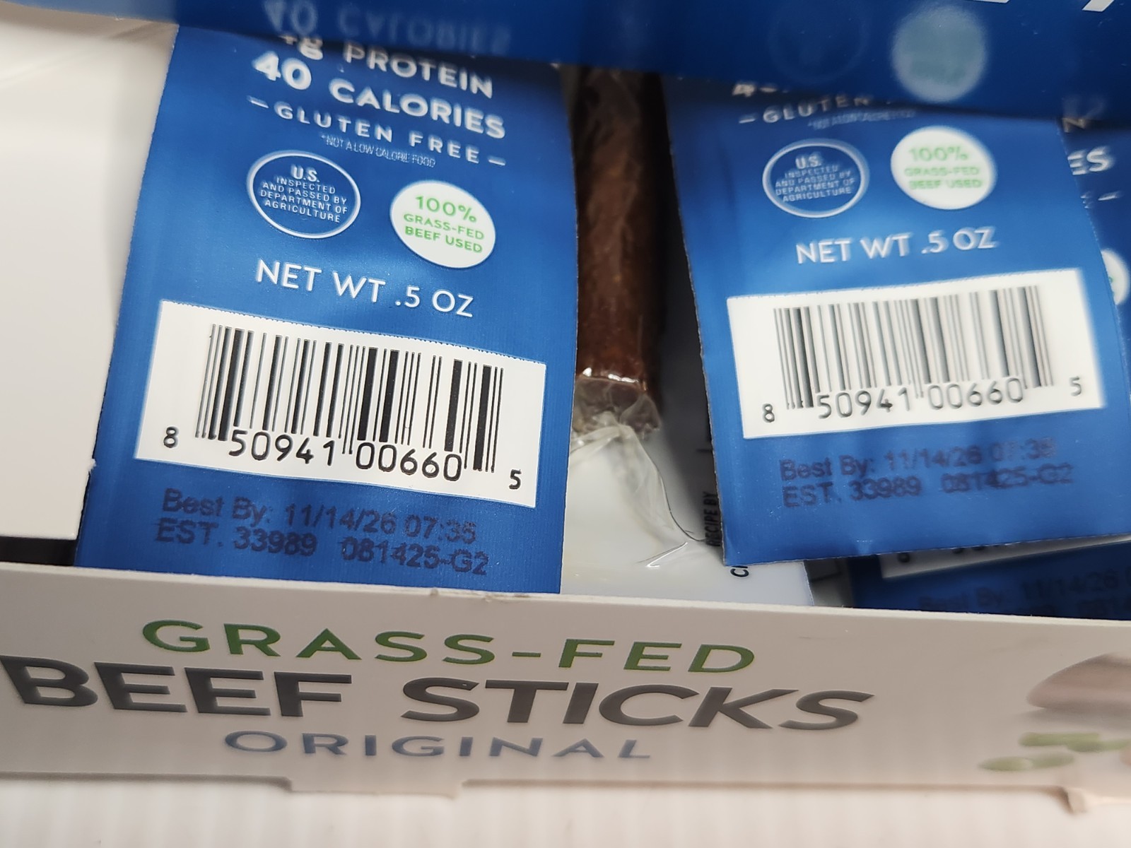 BOX of 20 -Think Jerky, Original Grass-Fed Beef Sticks 1.0 Oz Sticks Exp 11/2026