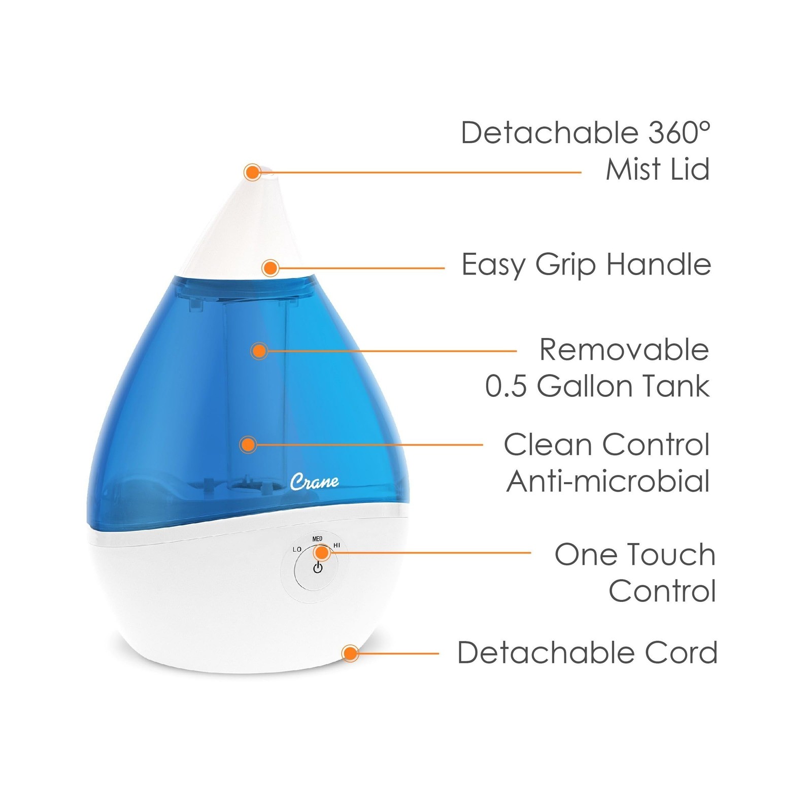 Cool Mist Air Humidifier with Adjustable Humidity Control and Aroma Diffuser