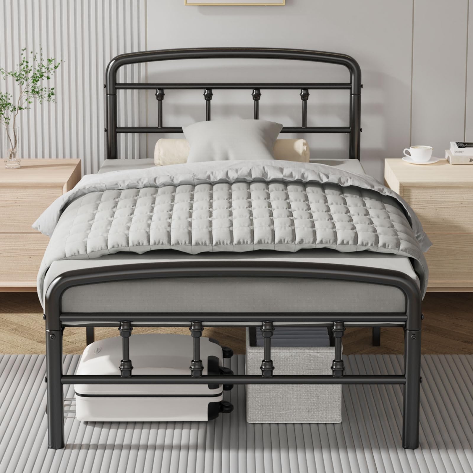 Blbeed Metal Twin Bed Frames1500 Lbs Heavy Duty Bed Frames Headboardnoise-Free