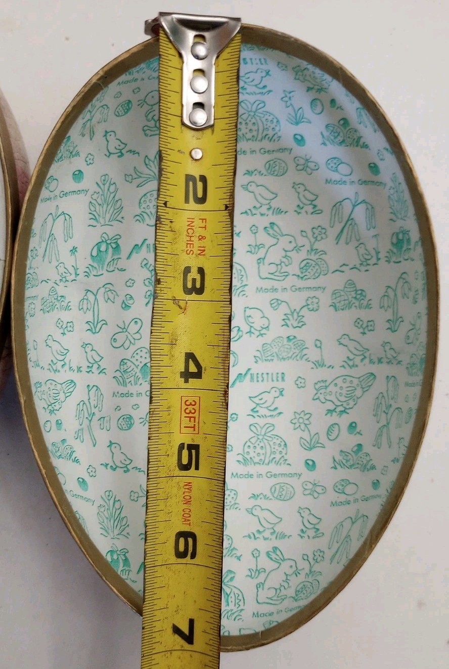Vtg Paper Mache Decoupage 7" Easter Egg Candy Box Old World Nostalgic Fill