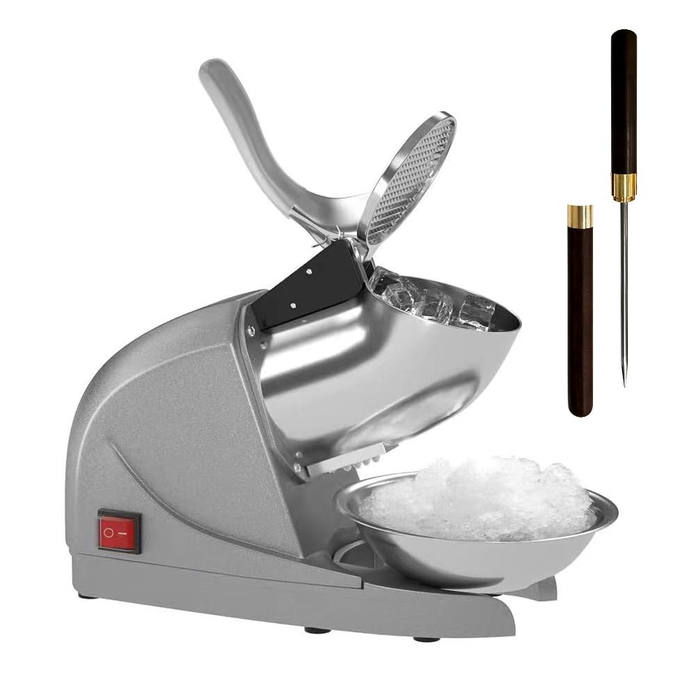 Ice Shaver Prevent Splash Snow Cone Machine, Electric 3 Blades Shaved Ice Mac...