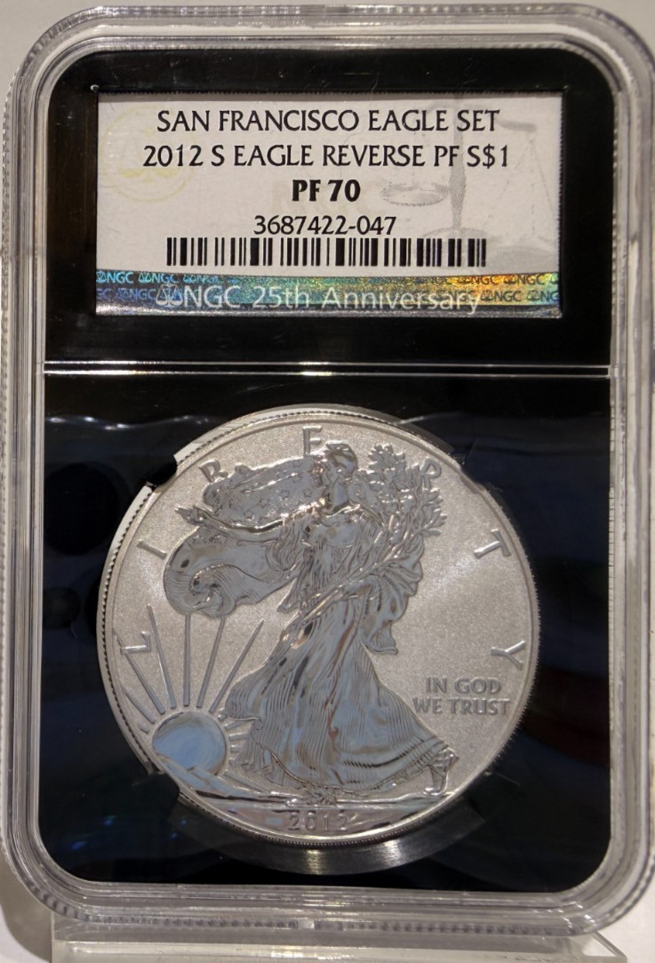 2012 S AMERICAN EAGLE $1 REVERSE PROOF PR70 NGC SAN FRANCISCO SET