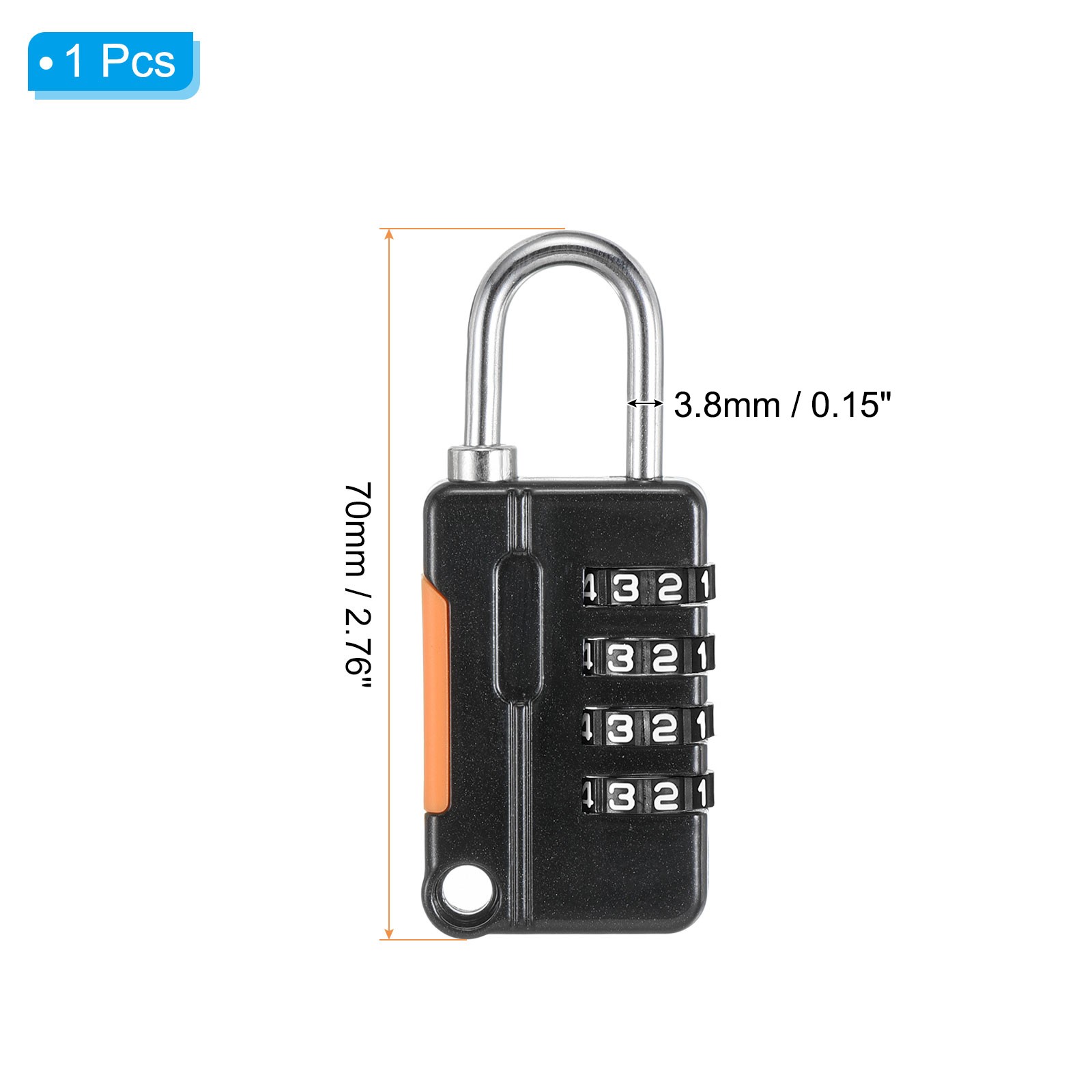 4 Digit Combination Lock 5Ft Security Cable Padlock Steel Lock Chain Black