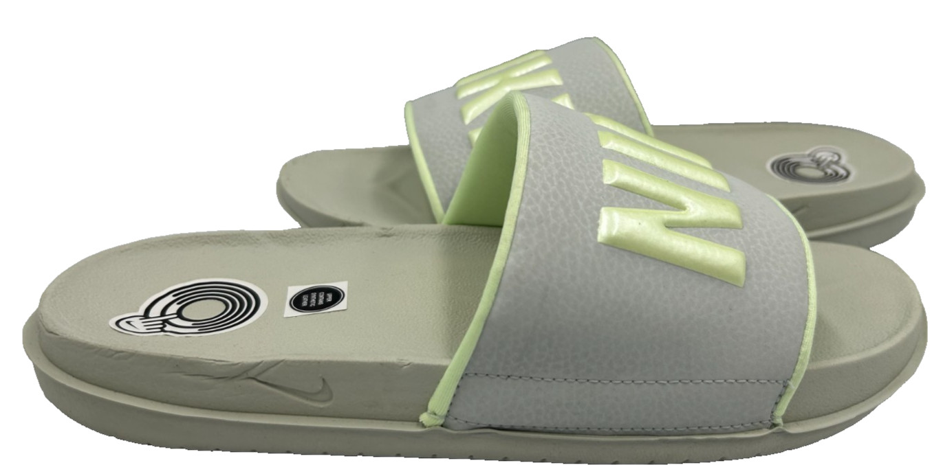 Nike Women's Offcourt Slip On Comfort Slide Sandals Gray/Yellow Size:6 175i