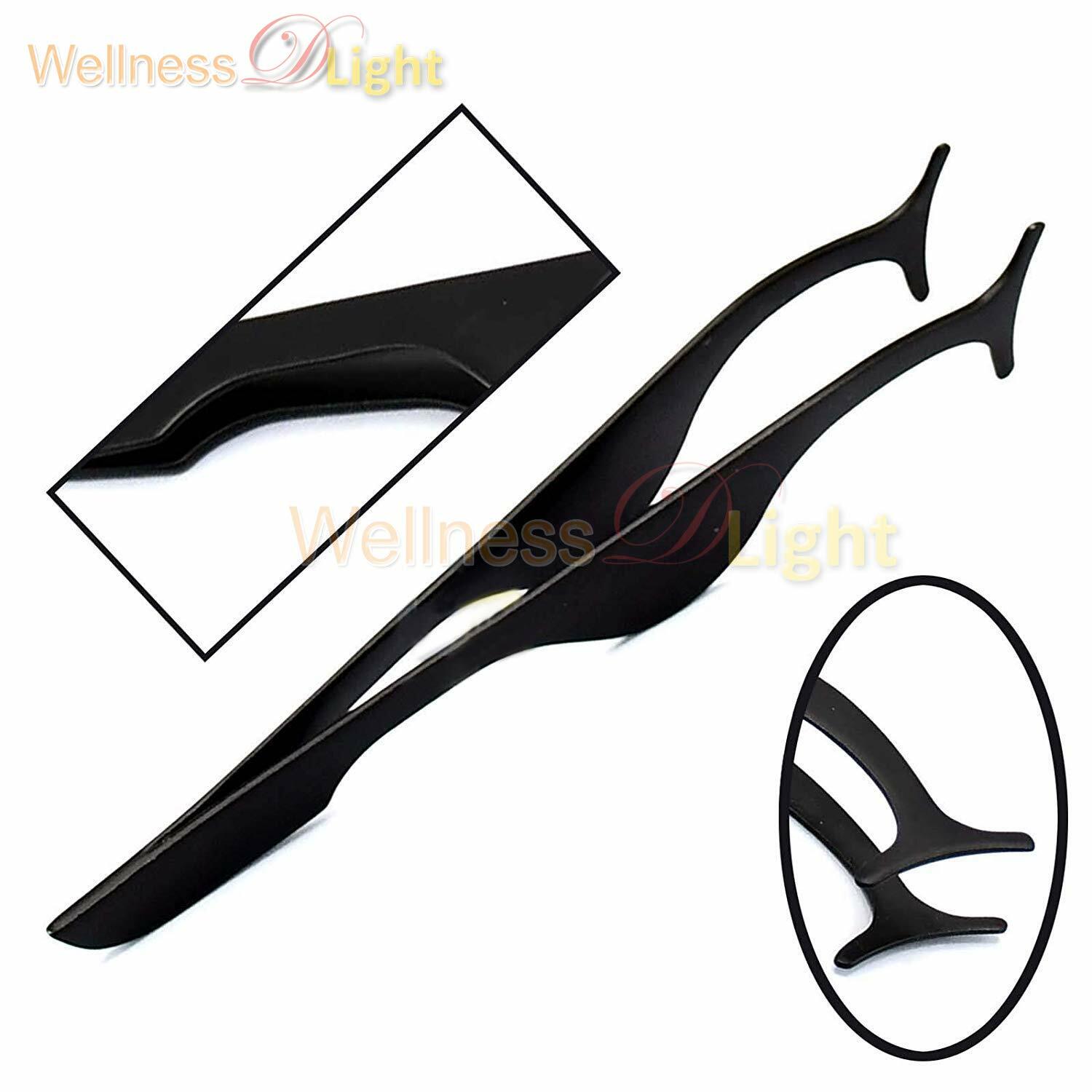 False Eyelash Extension Tweezers,Stainless Steel Fake Eyelash Applicator (Black)