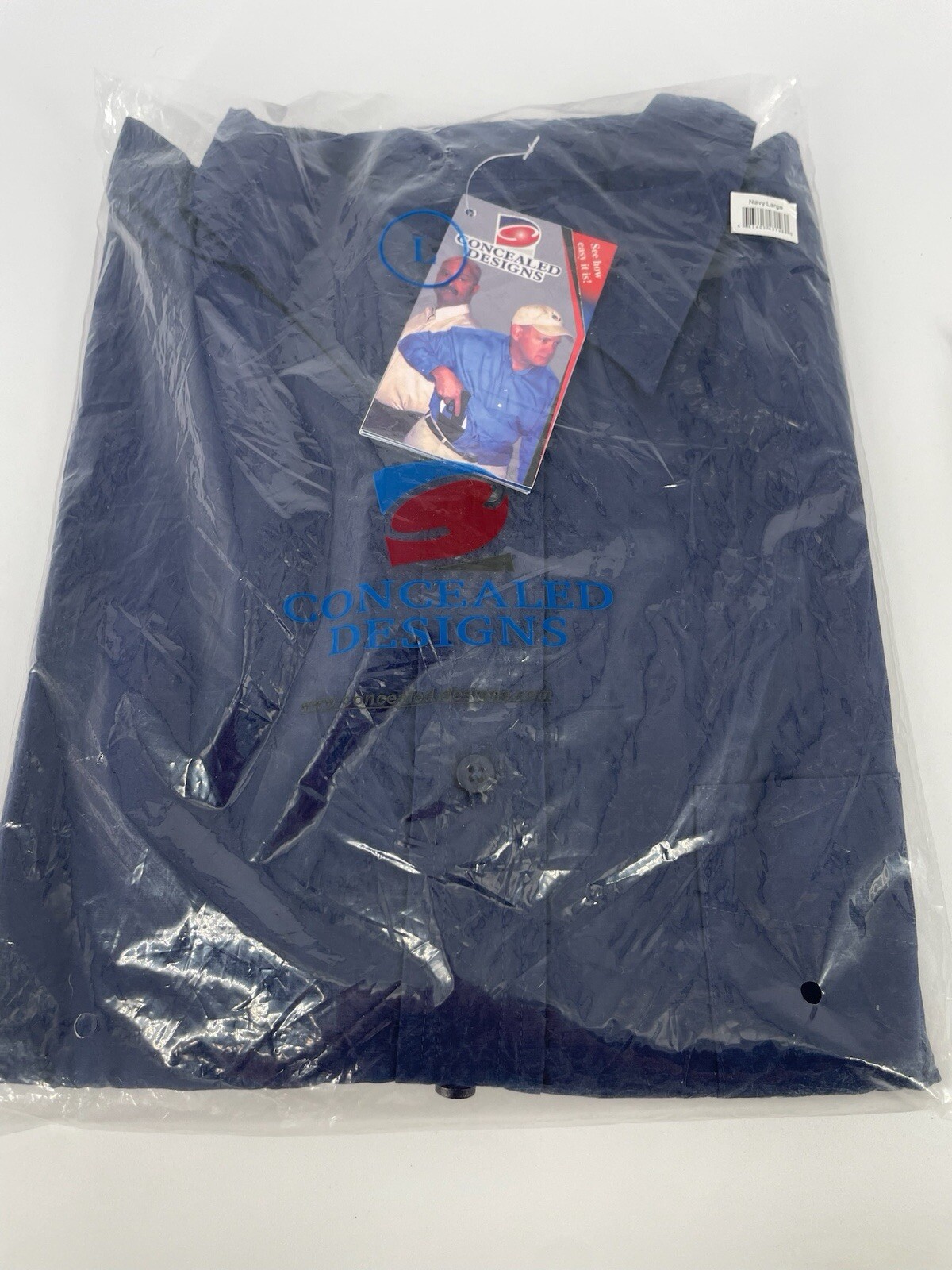 Concealed Carry Shirt Long Sleeve Firearm Tactical Navy Blue Mens L Covert Snap