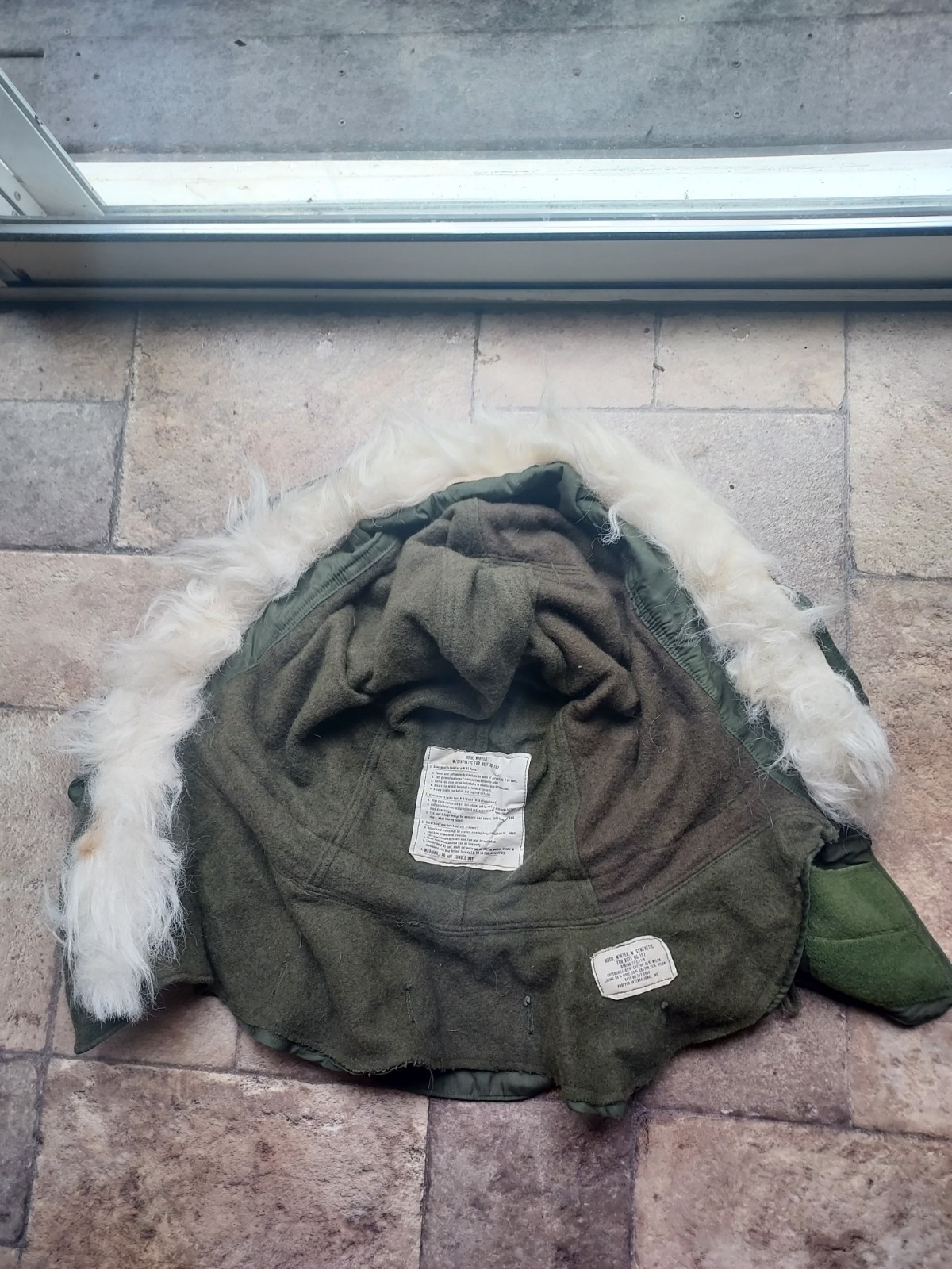 Vtg US Military Winter Hood Extreme Cold Weather W/Synthetic Fur Ruff OG107