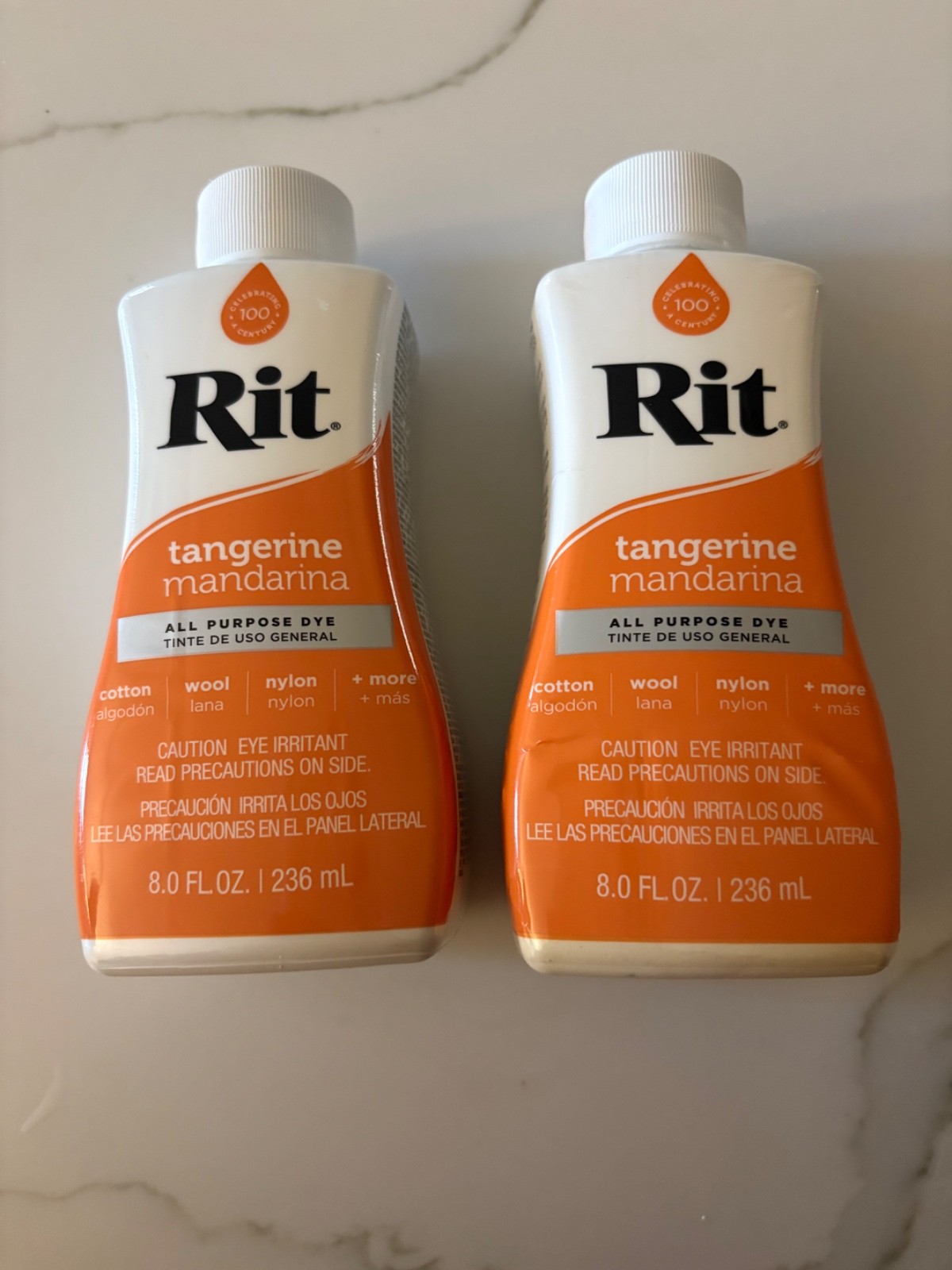 Lot of 2 NEW Rit Tangerine All Purpose Dye 8.0 oz. SEALED
