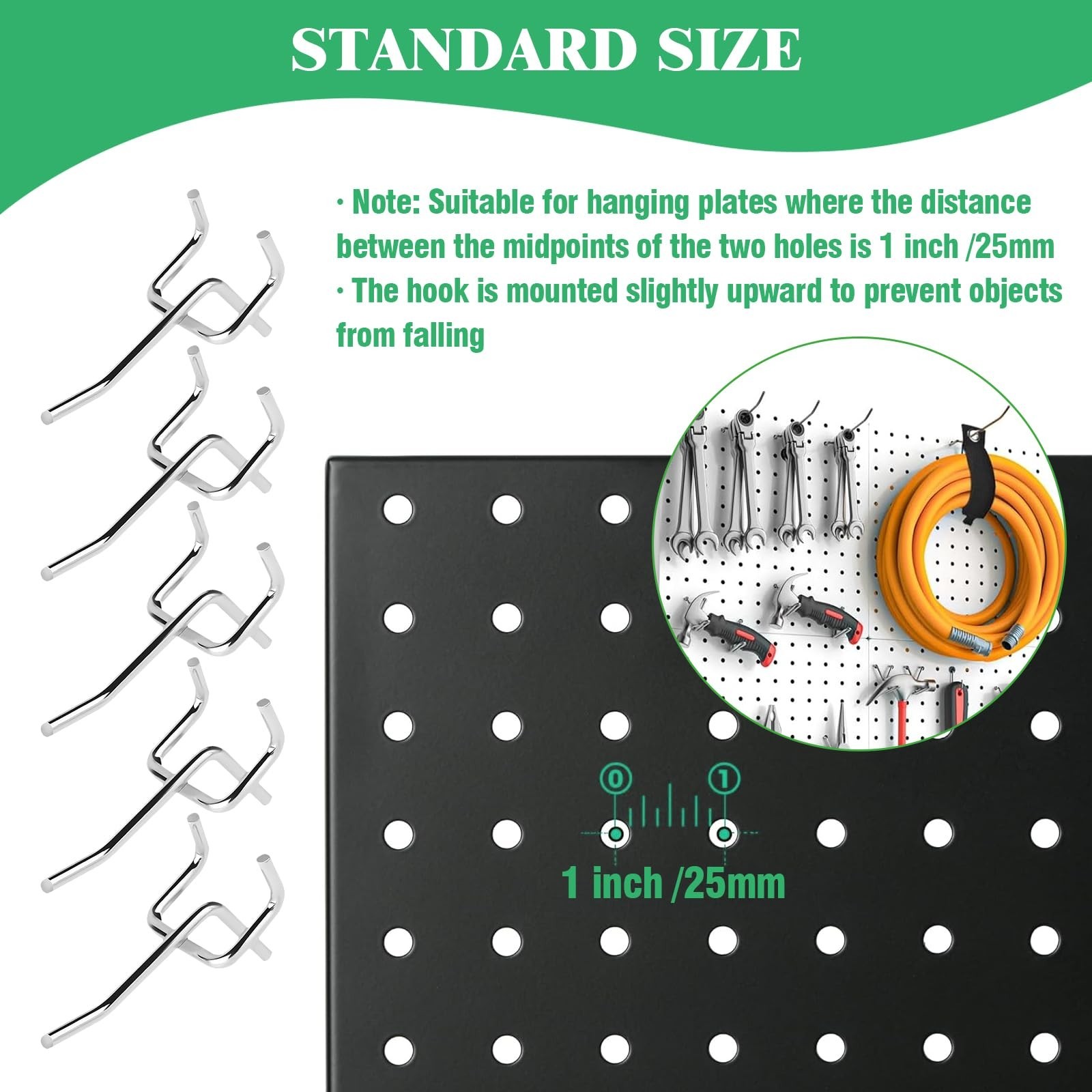50Pcs 2"/5CM Pegboard Hooks Assortment Set, Metal Peg Board Hooks with 2.5mm ...