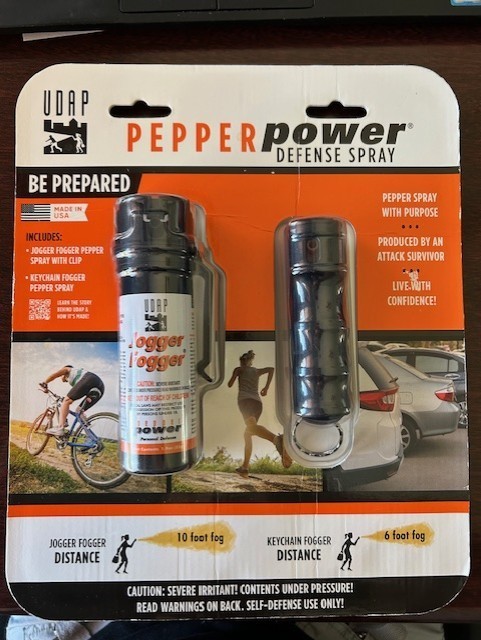 Jogger Fogger Pepper Power Defense Spray 2pk (1) Fogger w/Clip (1) Keychain Fogg