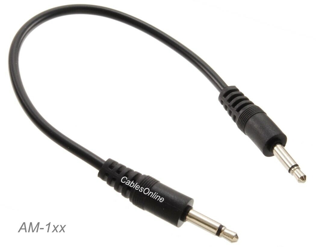 3.5mm Mono TS Male to Male Molded Shielded Black Audio Cable