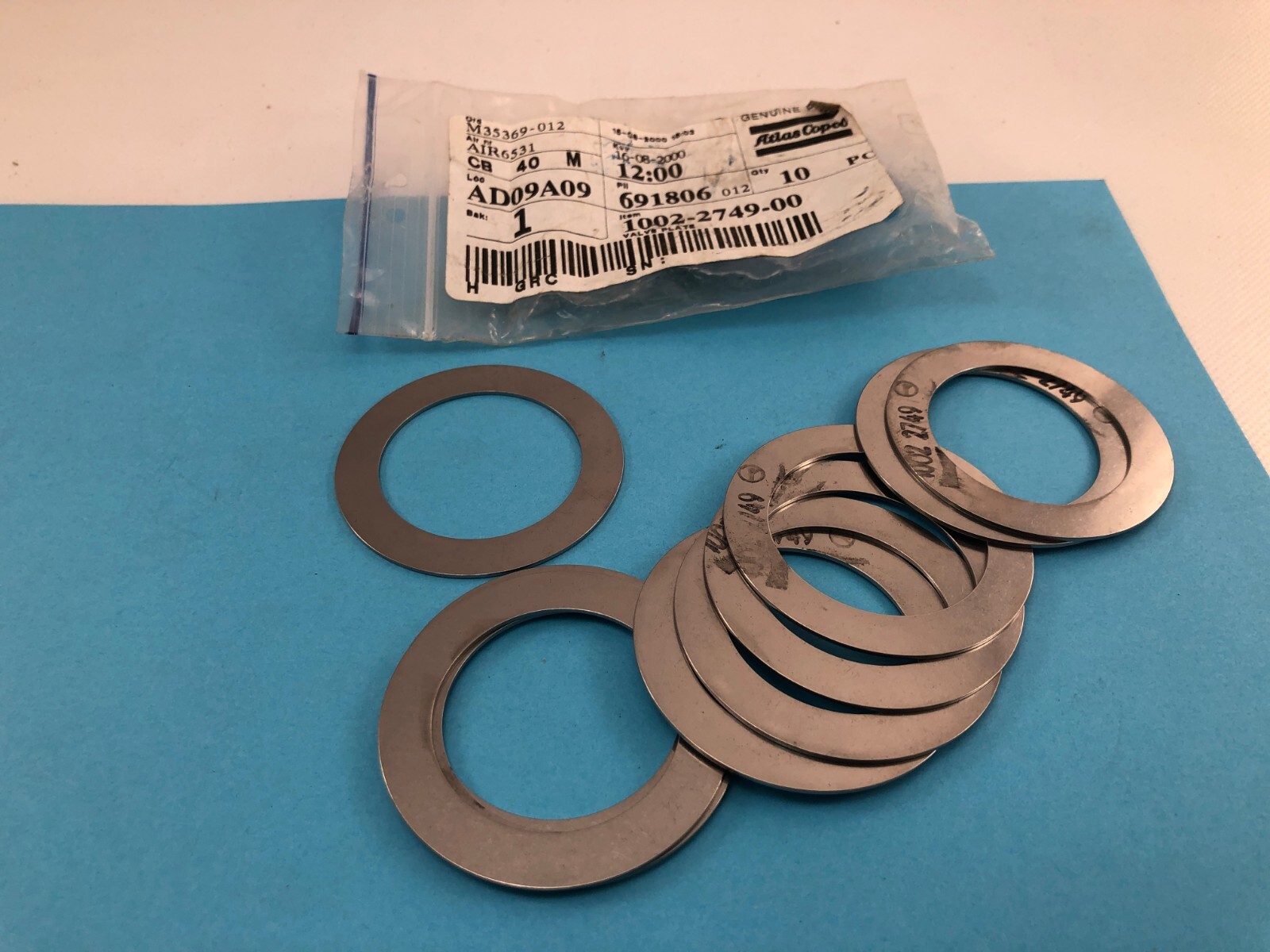 Atlas Copco  Valve Plates. 1002-2749-00. Qty. Of 10  NEW