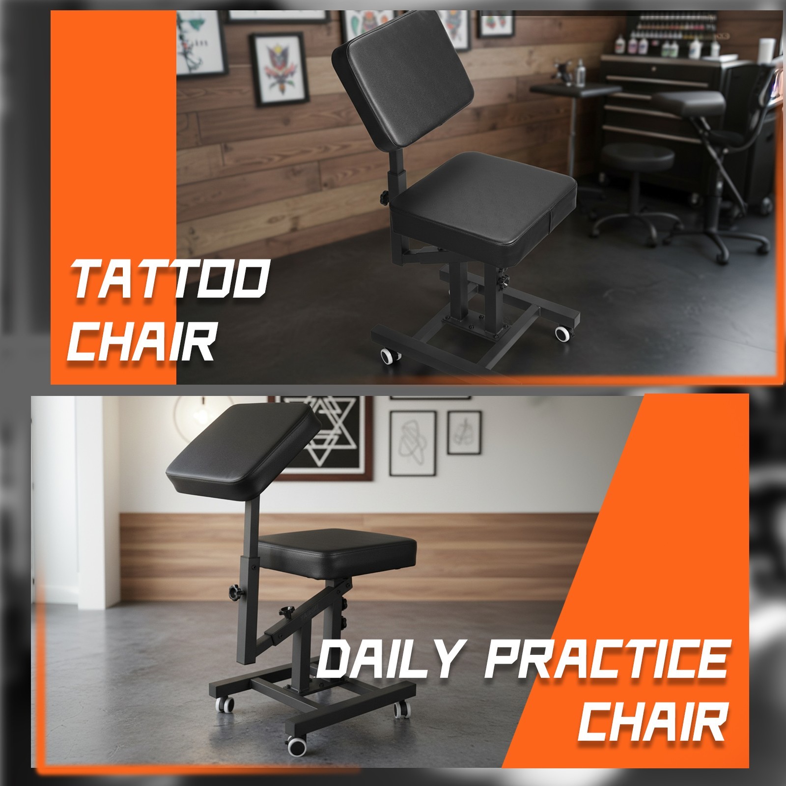 Massage Chair Portable Tattoo Chair Folding Multiple angles Adjustable 2 Inch Th
