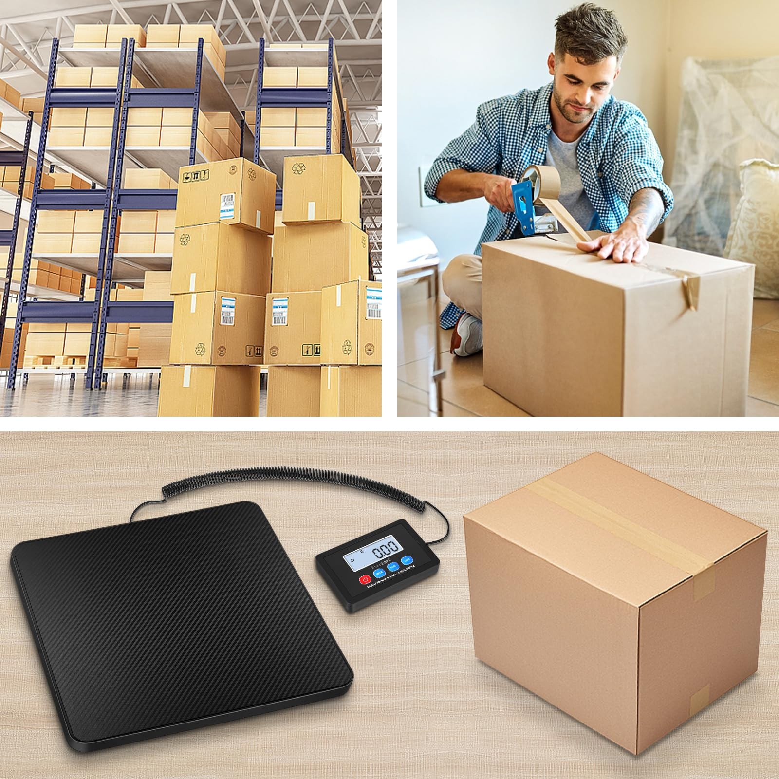 Shipping Scale, 440LB x 10g High Accuracy Postal Scale, Hold/Tare Function, D...