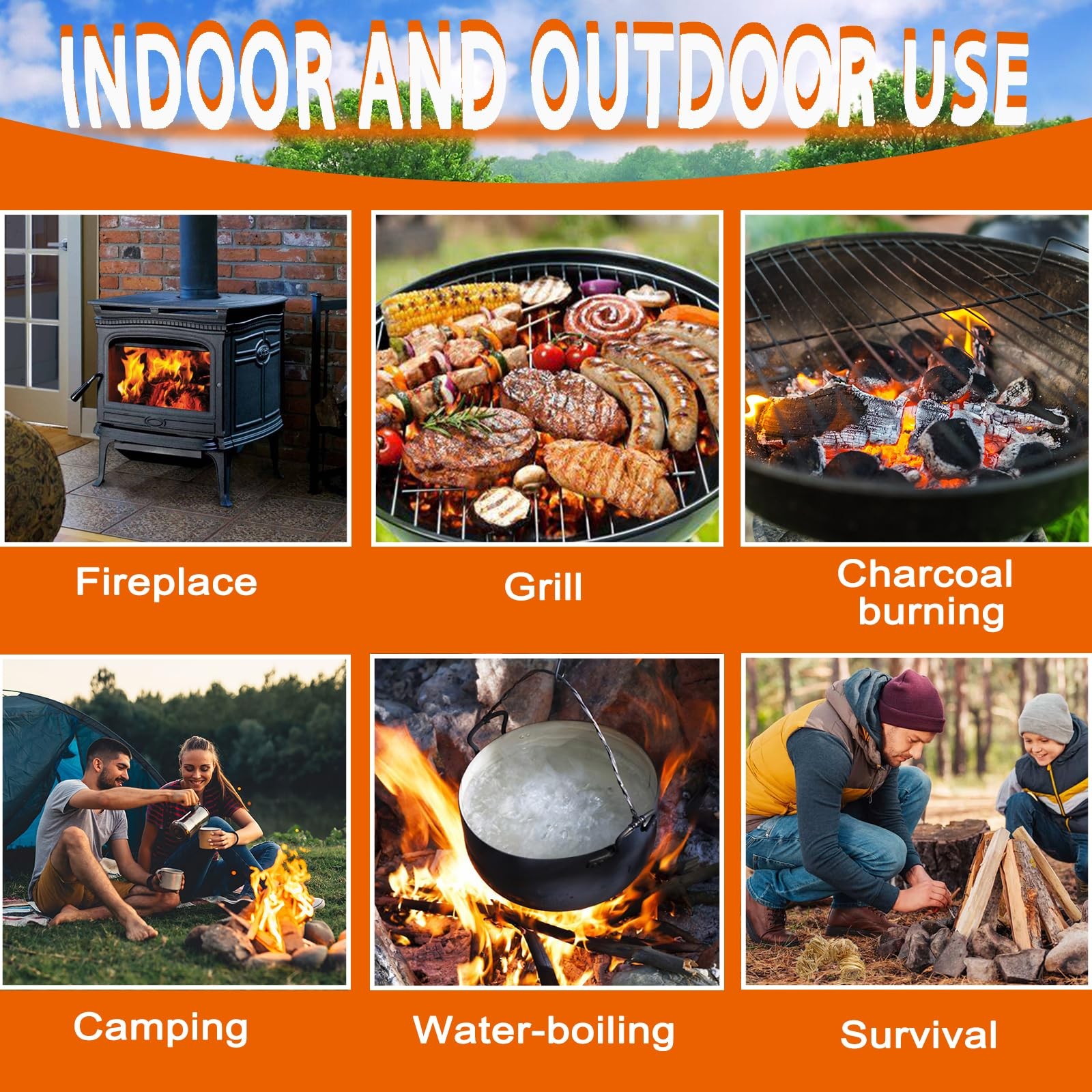 Fire Starter - Natural Fire Starters for Fireplace, Campfires, Chimney, BBQ, ...