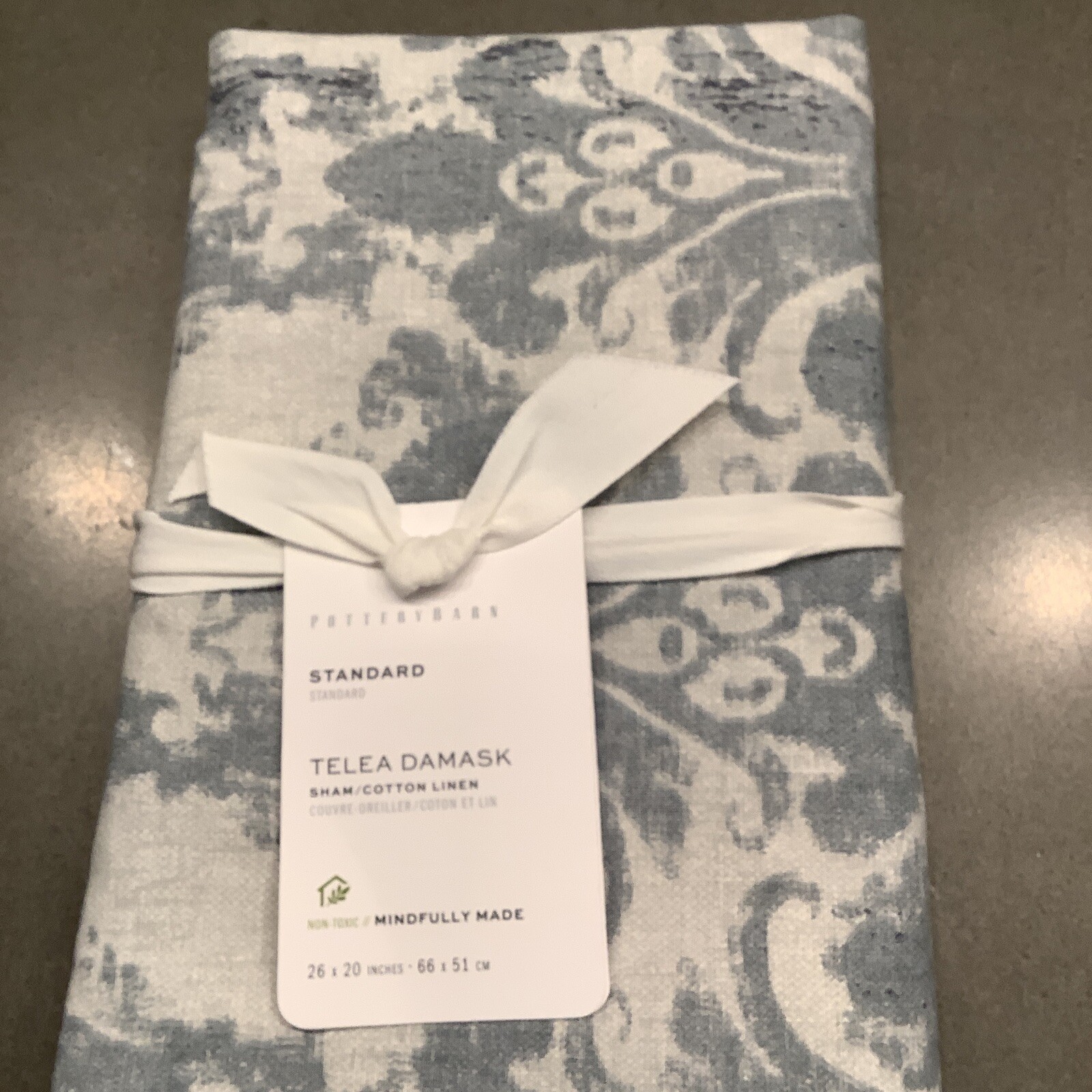 POTTERY Barn TELEA DAMASK STANDARD Sham SLATE BLUE #6742