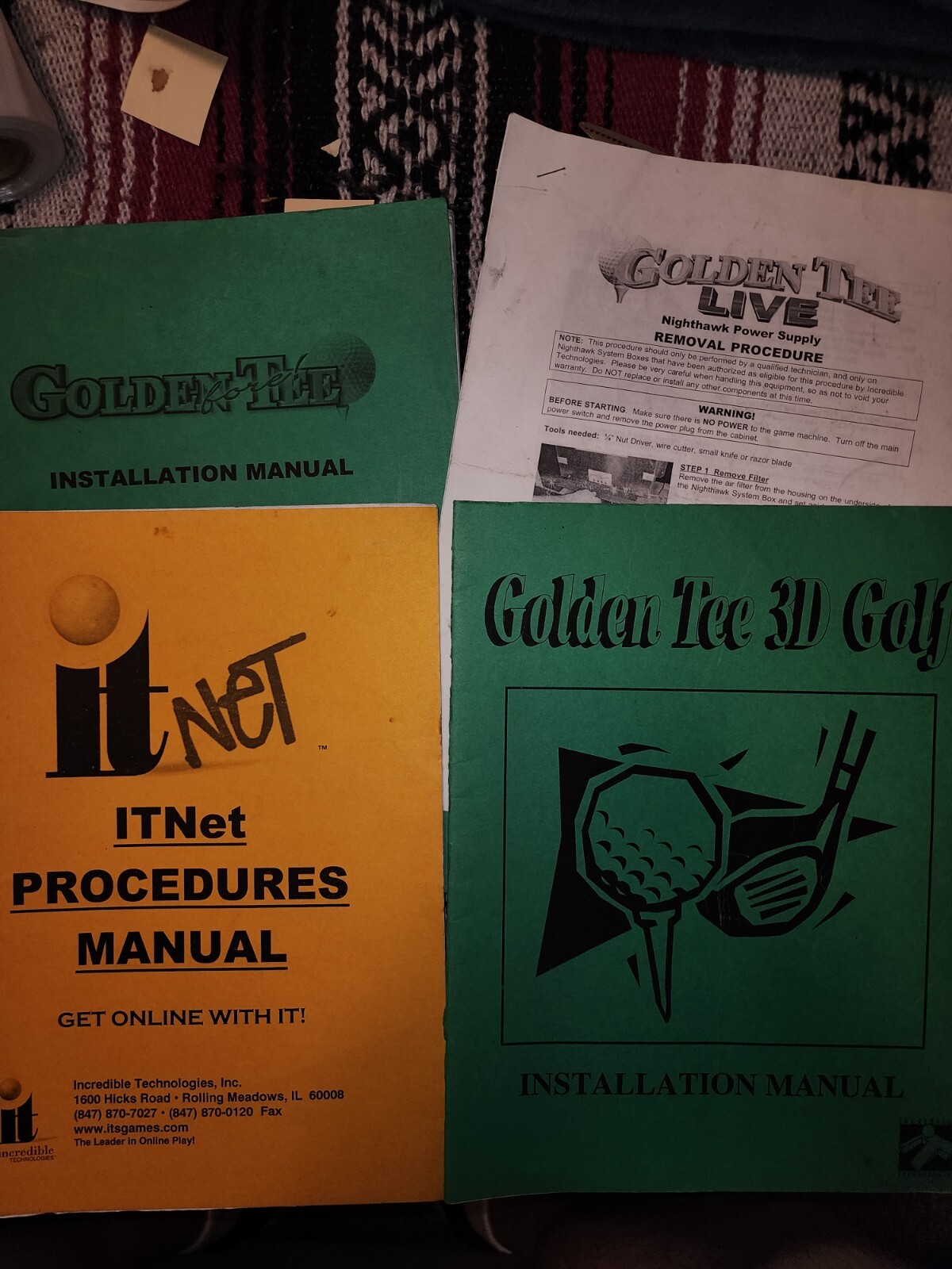 Golden Tee 3d & Golden Tee Fore Manuals Arcade Incredible Tech