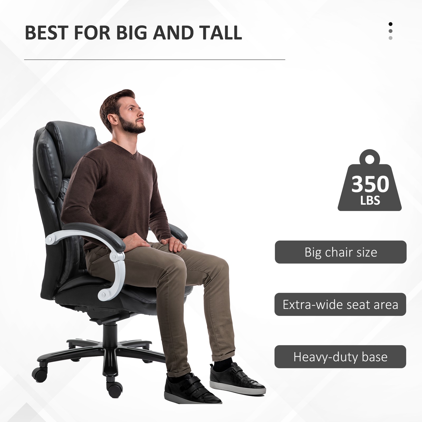 Big and Tall Executive Office Chair with Wide Seat