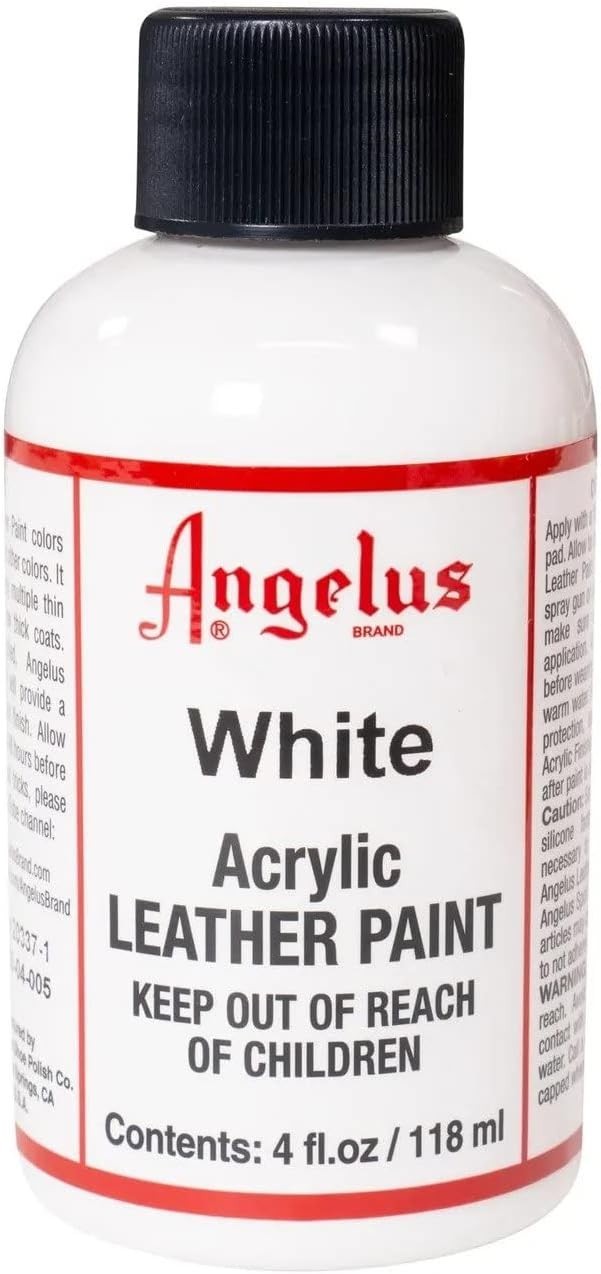 Pintura Para Zapatos Cuero 4 Oz Blanca Plana Chaquetas Bolsos Tachuela No Tóxico