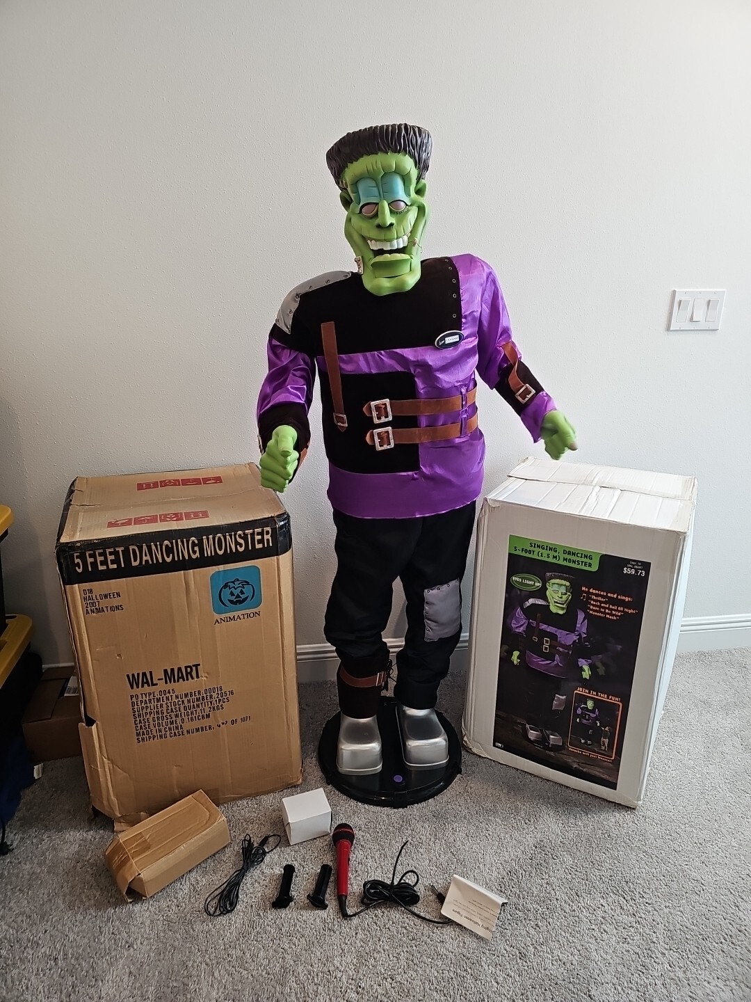 RARE GEMMY FRANKENSTEIN HALLOWEEN LIFESIZE 5' SINGS DANCES TALKING PARTY MONSTER